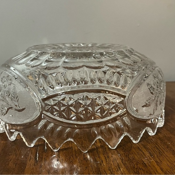 Vintage Flora Crystal Bowl. Made in Yugoslavia, 24%lead Crystal Clear 8.5" - Picture 4 of 13